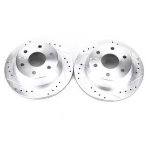 Chevrolet Astro Brake Rotors (2) - Rear - PowerStop - Evolution Drilled & Slotted - Silver - `03-`05