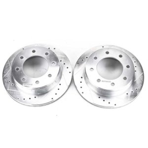 Chevrolet Express 2500 Brake Rotors (2) - Rear - PowerStop - Evolution Drilled & Slotted - Silver - `03-`19