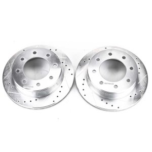 Chevrolet Express 2500 Brake Rotors (2) - Rear - PowerStop - Evolution Drilled & Slotted - Silver - `03-`19