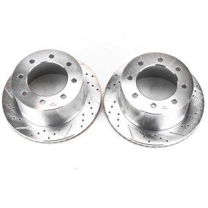Chevrolet Express 3500 Brake Rotors (2) - Rear - PowerStop - Evolution Drilled & Slotted - Silver - `03-`08