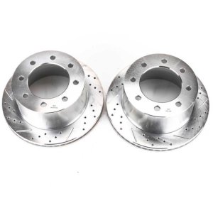 Chevrolet Express 3500 Brake Rotors (2) - Rear - PowerStop - Evolution Drilled & Slotted - Silver - `03-`08