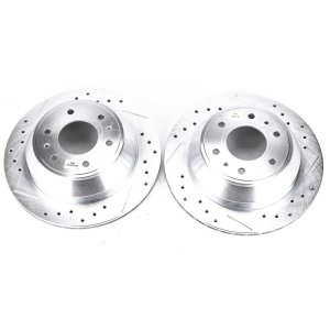 Buick Rainier Brake Rotors (2) - Rear - PowerStop - Evolution Drilled & Slotted - Silver - `04-`07