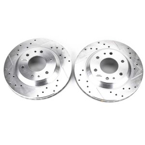 Buick Rainier Brake Rotors (2) - Front - PowerStop - Evolution Drilled & Slotted - Silver - `04-`05