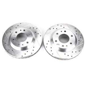 Buick Rainier Brake Rotors (2) - Front - PowerStop - Evolution Drilled & Slotted - Silver - `04-`05