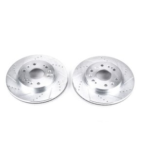 Chevrolet Silverado 1500 Brake Rotors (2) - Front - PowerStop - Evolution Drilled & Slotted - Silver - `05-`18