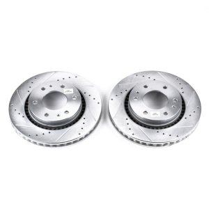 Buick Rainier Brake Rotors (2) - Front - PowerStop - Evolution Drilled & Slotted - Silver - `06-`07