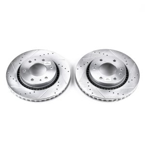 Buick Rainier Brake Rotors (2) - Front - PowerStop - Evolution Drilled & Slotted - Silver - `06-`07