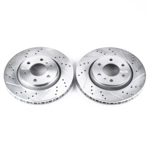 Buick Terraza Brake Rotors (2) - Front - PowerStop - Evolution Drilled & Slotted - Silver - `06-`07