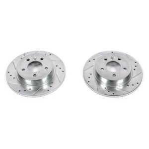 Buick Lucerne Brake Rotors (2) - Rear - PowerStop - Evolution Drilled & Slotted - Silver - `06-`11