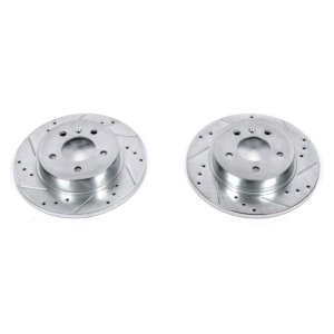 Buick Lucerne Brake Rotors (2) - Rear - PowerStop - Evolution Drilled & Slotted - Silver - `06-`11