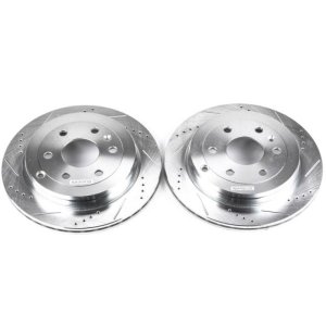 Buick Enclave Brake Rotors (2) - Rear - PowerStop - Evolution Drilled & Slotted - Silver - `08-`17