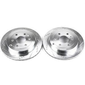 Buick Enclave Brake Rotors (2) - Rear - PowerStop - Evolution Drilled & Slotted - Silver - `08-`17