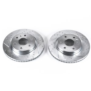 Buick Enclave Brake Rotors (2) - Front - PowerStop - Evolution Drilled & Slotted - Silver Zinc - `08-`17