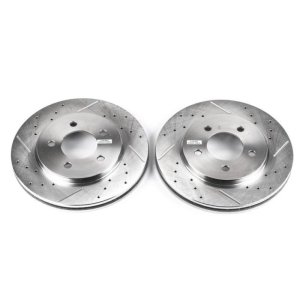 Chrysler Grand Voyager Brake Rotors (2) - Front - PowerStop - Evolution Drilled & Slotted - Silver - 2000 Chrysler Grand Voyager Brake Rotors (2) - Front - PowerStop - Evolution Drilled & Slotted - Silver - 2000