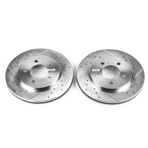 Chrysler Grand Voyager Brake Rotors (2) - Front - PowerStop - Evolution Drilled & Slotted - Silver - 2000