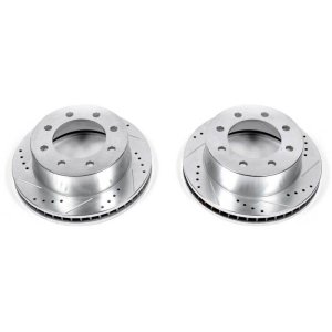 Dodge Ram 2500 Brake Rotors (2) - Front - PowerStop - Evolution Drilled & Slotted - Silver - `00-`02