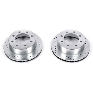Dodge Ram 2500 Brake Rotors (2) - Front - PowerStop - Evolution Drilled & Slotted - Silver - `00-`02 Dodge Ram 2500 Brake Rotors (2) - Front - PowerStop - Evolution Drilled & Slotted - Silver - `00-`02