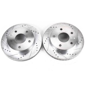 Dodge Ram 1500 Brake Rotors (2) - Front - PowerStop - Evolution Drilled & Slotted - Silver Zinc - `00-`01