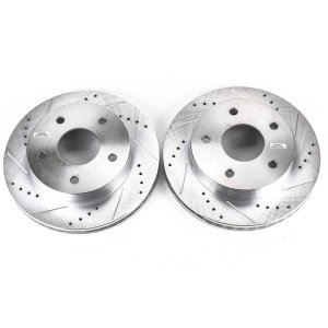 Dodge Ram 1500 Brake Rotors (2) - Front - PowerStop - Evolution Drilled & Slotted - Silver Zinc - `00-`01