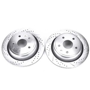 Chrysler Aspen Brake Rotors (2) - Rear - PowerStop - Evolution Drilled & Slotted - Silver - `07-`09