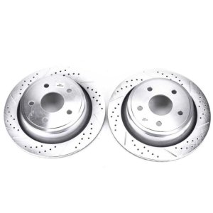 Chrysler Aspen Brake Rotors (2) - Rear - PowerStop - Evolution Drilled & Slotted - Silver - `07-`09