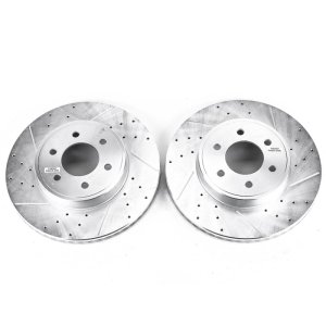 Dodge Durango Brake Rotors (2) - Front - PowerStop - Evolution Drilled & Slotted - Silver - 2003