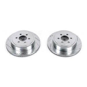 Dodge Durango Brake Rotors (2) - Rear - PowerStop - Evolution Drilled & Slotted - Silver - 2003