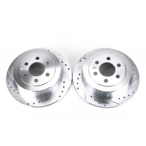 Dodge Dakota Brake Rotors (2) - Rear - PowerStop - Evolution Drilled & Slotted - Silver - `03-`04