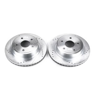Dodge Ram 1500 Brake Rotors (2) - Rear - PowerStop - Evolution Drilled & Slotted - Silver - `04-`06