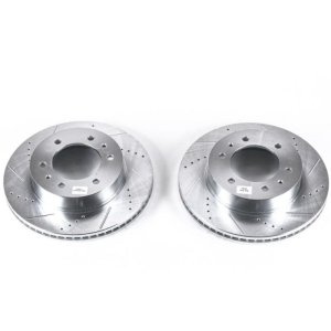 Hummer H3 Brake Rotors (2) - Front - PowerStop - Evolution Drilled & Slotted - Silver - `06-`10