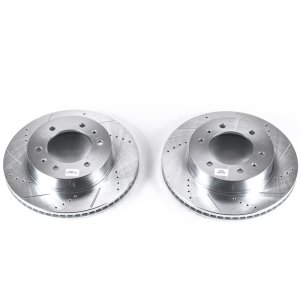 Hummer H3 Brake Rotors (2) - Front - PowerStop - Evolution Drilled & Slotted - Silver - `06-`10