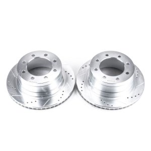 Dodge Ram 1500 Brake Rotors (2) - Rear - PowerStop - Evolution Drilled & Slotted - Silver - `06-`08