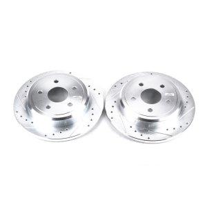 Jeep Commander Brake Rotors (2) - Rear - PowerStop - Evolution Drilled & Slotted Rotors - Silver - `06-`10