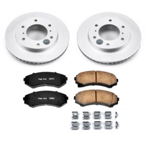 Mitsubishi Montero Brake Kit - Front - PowerStop - Geomet Coated Rotors + Z17 Low-Dust Ceramic Pads - `01-`06