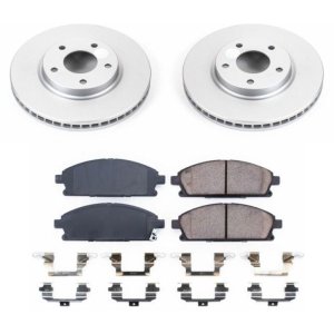 Nissan Quest Brake Kit - Front - PowerStop - Geomet Coated Rotors + Z17 Low-Dust Ceramic Pads + Stainless-Steel Hardware - `04-`09