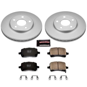 Chevrolet Malibu Brake Kit - Front - PowerStop - Z17 Evolution Geomet Coated Rotors + Low-Dust Ceramic Pads + Stainless-Steel Hardware - `04-`08