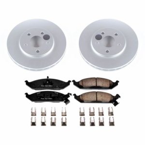 Chrysler Cirrus Brake Kit - Front - PowerStop - Genuine Geomet Coated Rotors + Z17 Low-Dust Ceramic Pads - `95-`00