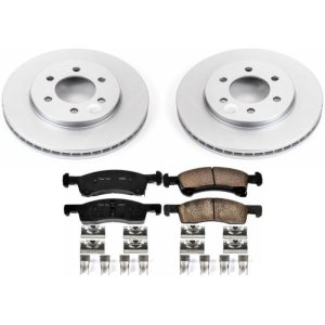 Ford Expedition Brake Kit - Front - PowerStop - Geomet Coated Rotors + Z17 Low-Dust Ceramic Pads - `02-`06