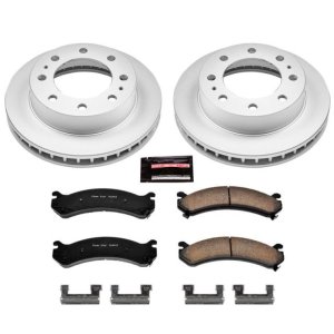 Cadillac DeVille Brake Kit - Front - PowerStop - Z17 Evolution Geomet Coated Rotors + Low-Dust Ceramic Pads - `00-`05