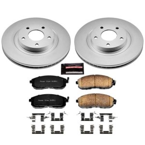 Infiniti I35 Brake Kit - Front - PowerStop - Genuine Geomet Coated Rotors + Z17 Low-Dust Ceramic Pads - `02-`04