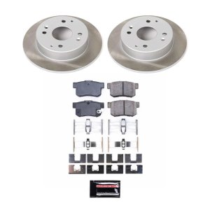 Acura TL Brake Kit - Front + Rear - PowerStop - Geomet Coated Rotors + Low-Dust Ceramic Pads - `04-`08