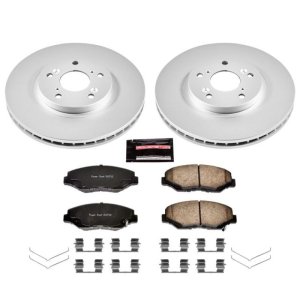 Honda Pilot Brake Kit - Front - PowerStop - Z17 Evolution Geomet Coated Rotors + Low-Dust Ceramic Pads - `03-`08
