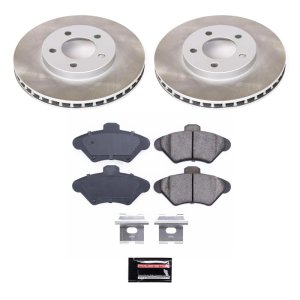 Ford Freestar Brake Kit - Front + Rear - PowerStop - Genuine Geomet Coated Rotors + Low-Dust Ceramic Pads - `04-`07