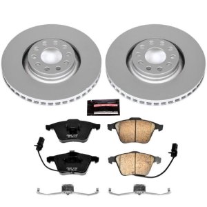 Audi A4 Brake Kit - Front - PowerStop - Genuine Geomet Coated Rotors + Z23 Carbon-Fiber Ceramic Pads - `05-`09