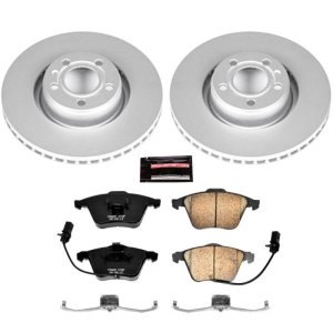 Audi A6 Brake Kit - Front - PowerStop - Geomet Coated Rotors + Z23 Carbon-Fiber Ceramic Pads - `05-`11