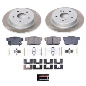 Hyundai Santa Fe Brake Kit - Front + Rear - PowerStop - Z17 Evolution Geomet Coated Rotors + Low-Dust Ceramic Pads - `01-`05
