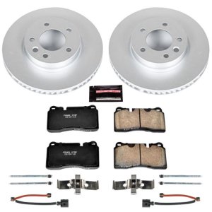 Volkswagen Touareg Brake Kit - Front - PowerStop - Geomet Coated Rotors + Z23 Carbon-Fiber Ceramic Pads - `06-`17