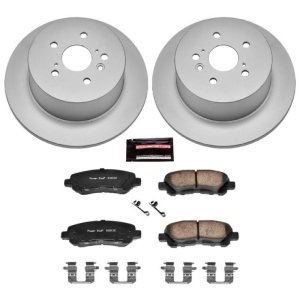 Toyota Highlander Brake Kit - Rear - PowerStop - Geomet Coated Rotors + Z17 Low-Dust Ceramic Pads - `08-`13