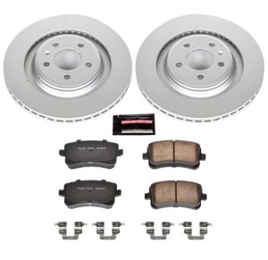 Audi S4 Brake Kit - Rear - PowerStop - Geomet Coated Rotors + Carbon-Fiber Ceramic Pads - `10-`11