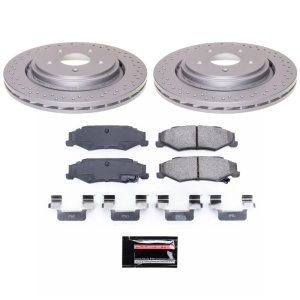 Cadillac XLR Brake Kit - Rear - PowerStop - Geomet Coated Rotors + Z17 Low-Dust Ceramic Pads - `06-`09